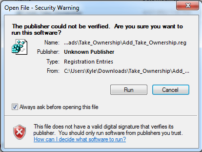 Windows Security Warning